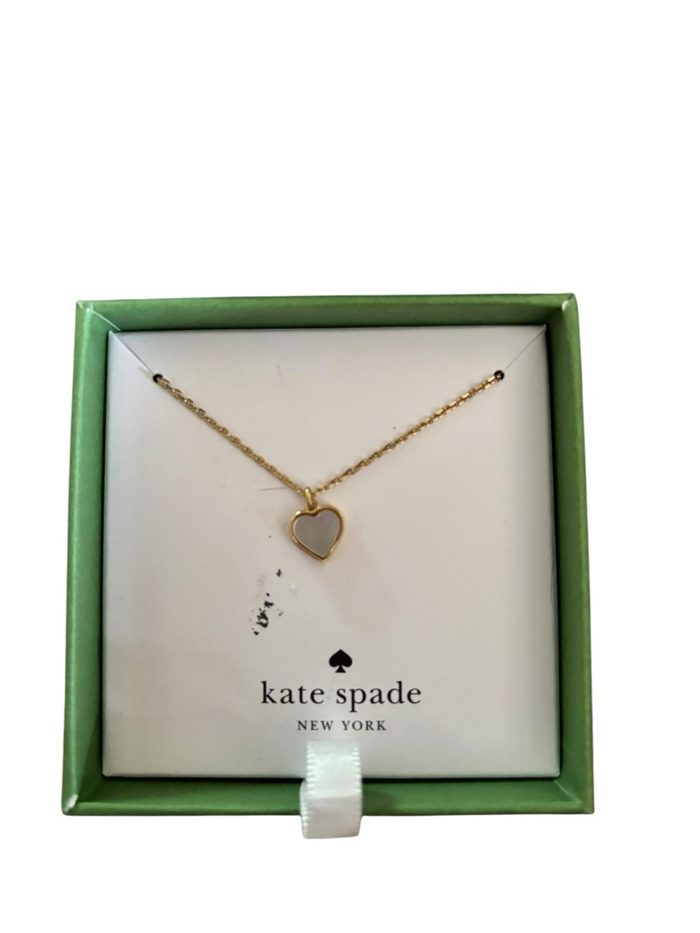 kate spade Gold Chain Necklace with White Heart Pendant